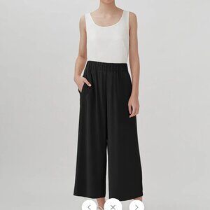 Cuyana Washable Silk Wide-Leg Cropped Pant, NWOT, size XS, black